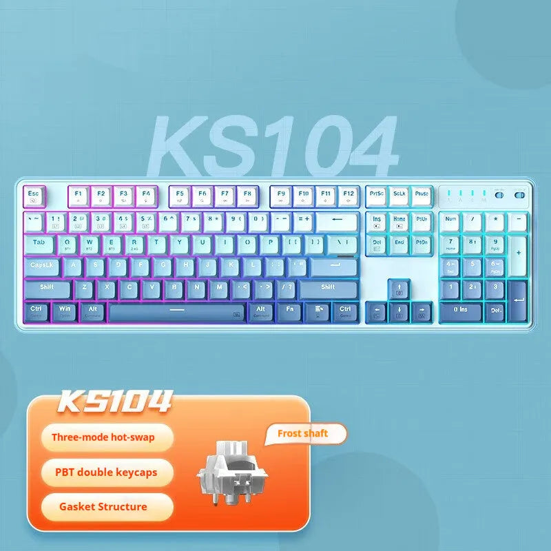 104-key mechanical keyboard with RGB lighting and multiple colour configuration options