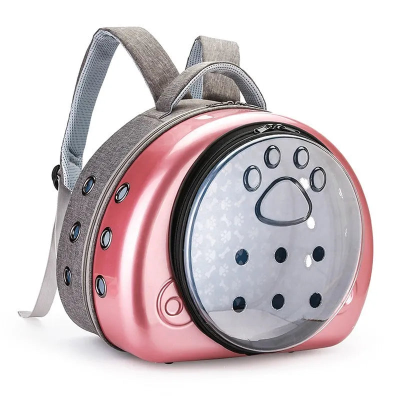 Transparent cat diaper bag in metallic rose gold colour with breathable design for pets up to 12 Jin