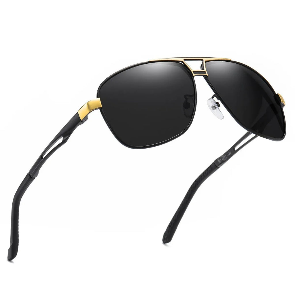 Men's orange red polarised aviator sunglasses with metal frame and HD lenses