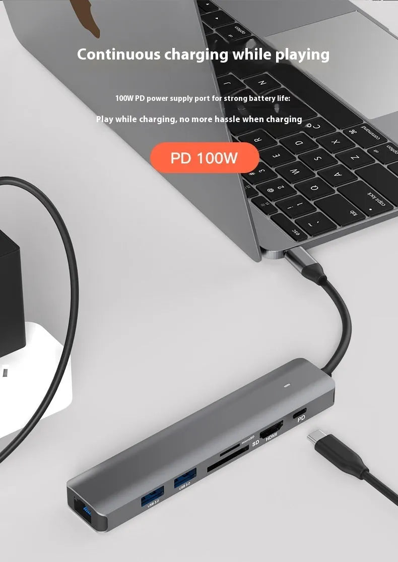 LQT-LH07 7-in-1 USB-C computer hub with card reader slots and HDMI port