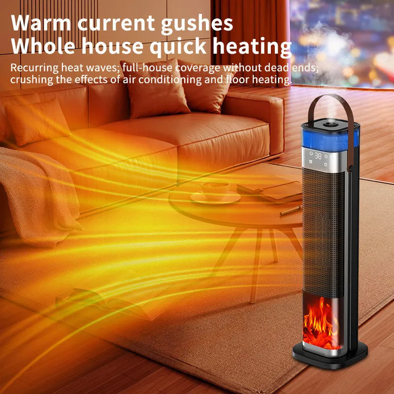 Vertical intelligent heater with humidification and voice control, dimensions 16x16x52.6cm