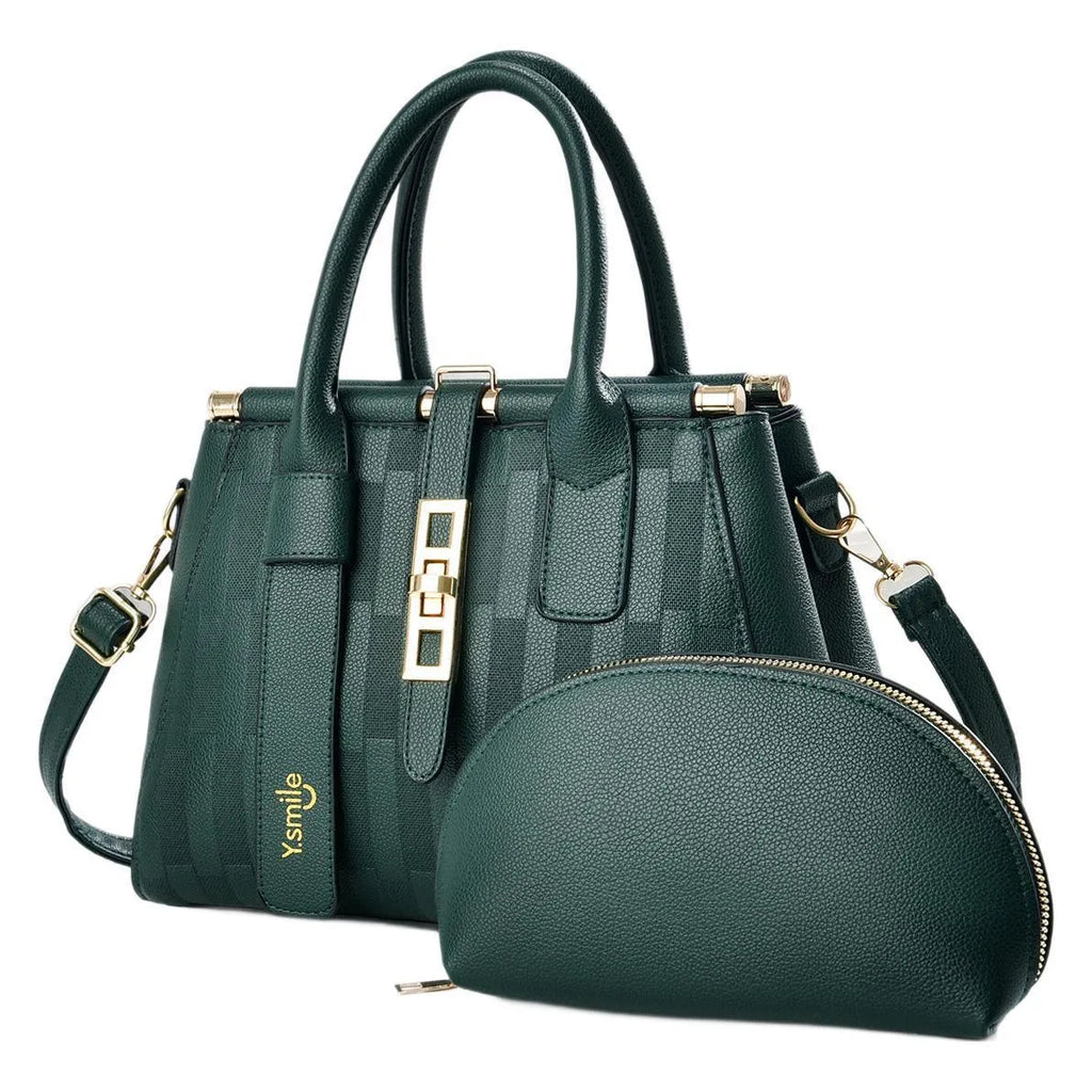 Round structured PU leather crossbody handbag in light khaki colour, showing main compartment and shoulder strap.