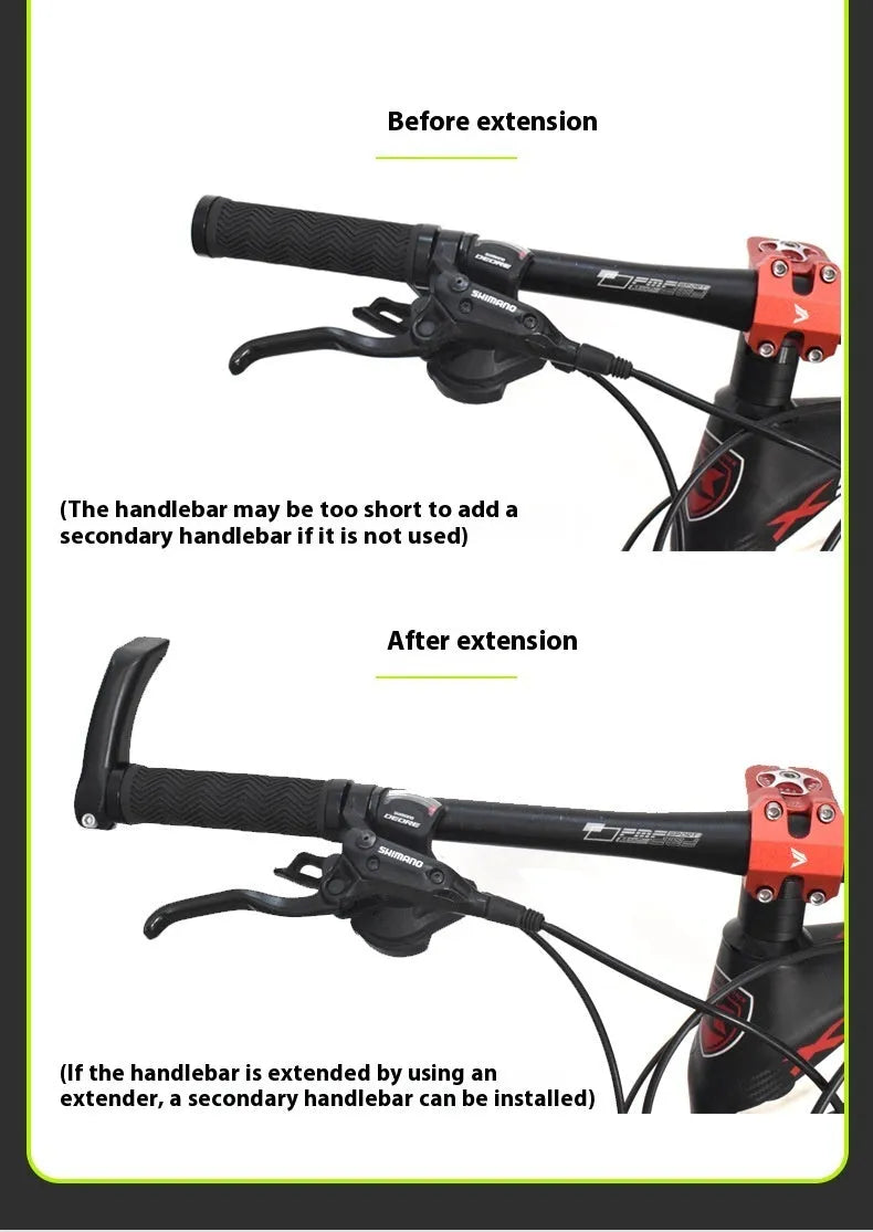 Aluminium alloy bicycle handlebar extension rod pair with 15-20mm adjustment range