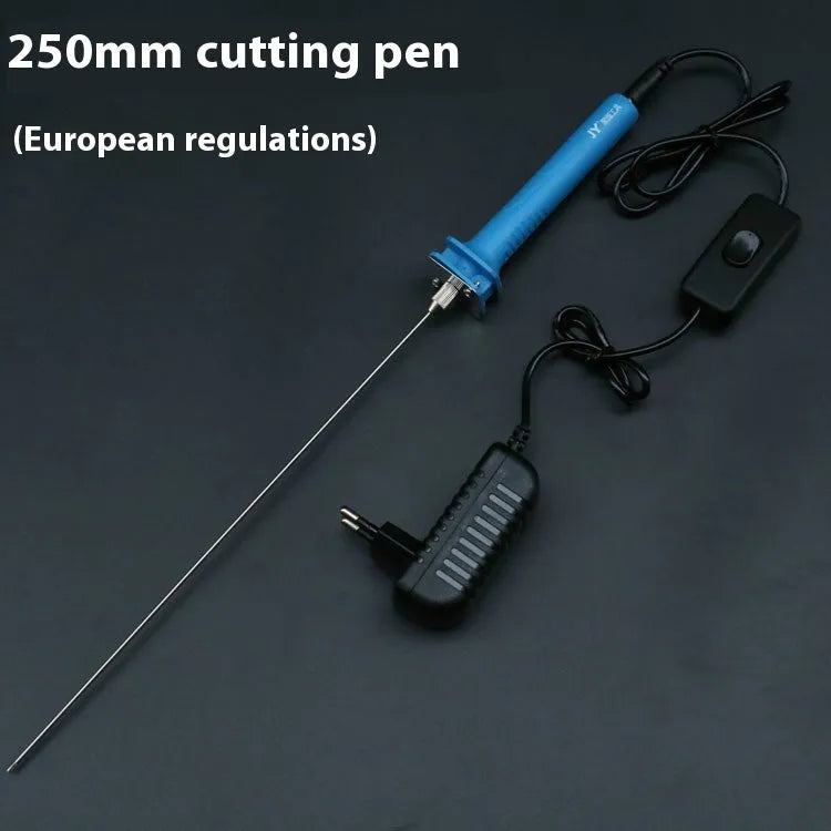 Blue electric heating cutter with plastic handle for cutting foam polystyrene and pearl cotton boards