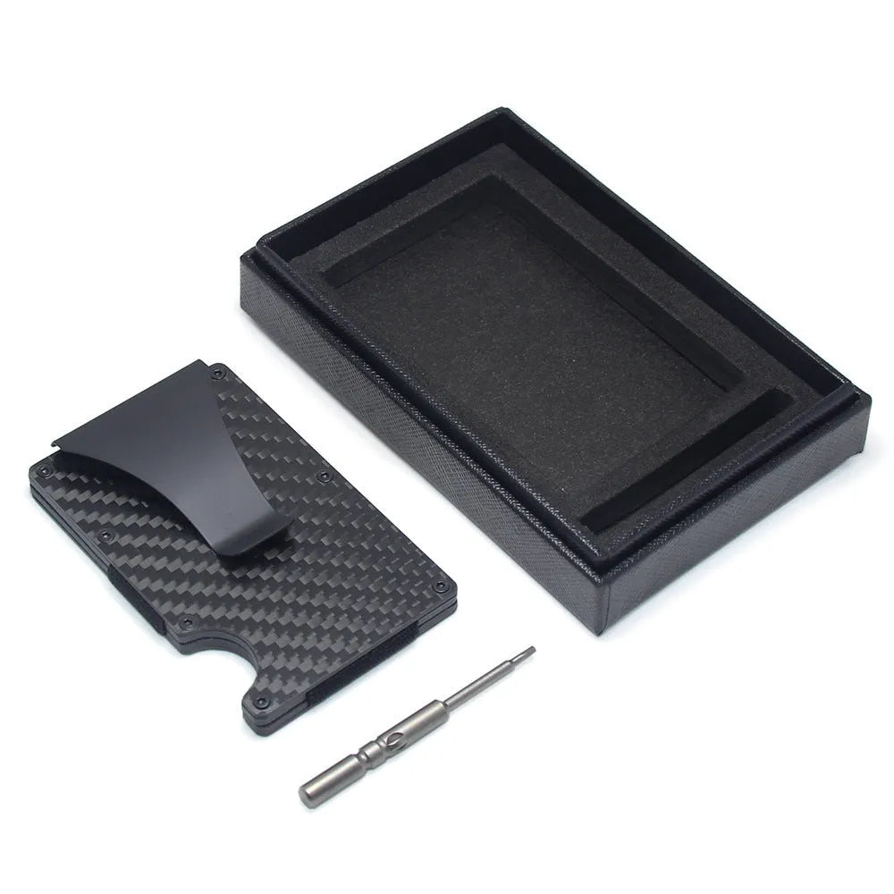 CH6600 carbon fibre and aluminium card holder with geometric design in various colours