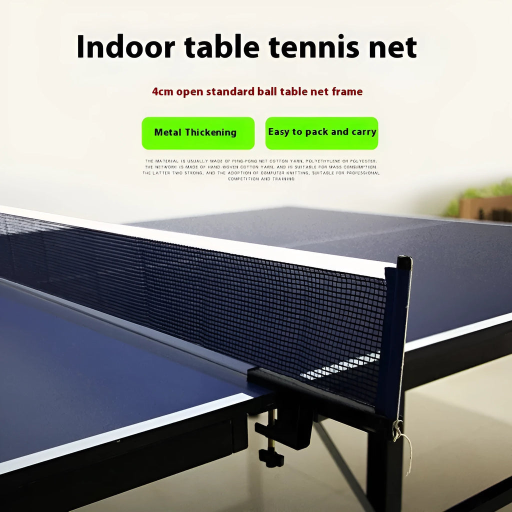 Table tennis post with universal large clip and thickened open grid frame for indoor tables