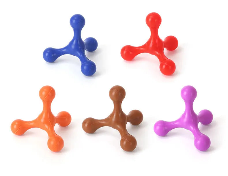 Blue silicone three-legged chew toy for small and medium sized dogs