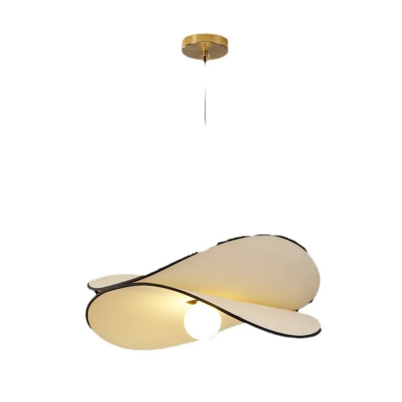 French artistic pendant light with textured fabric potato chip shade in modern simplicity style