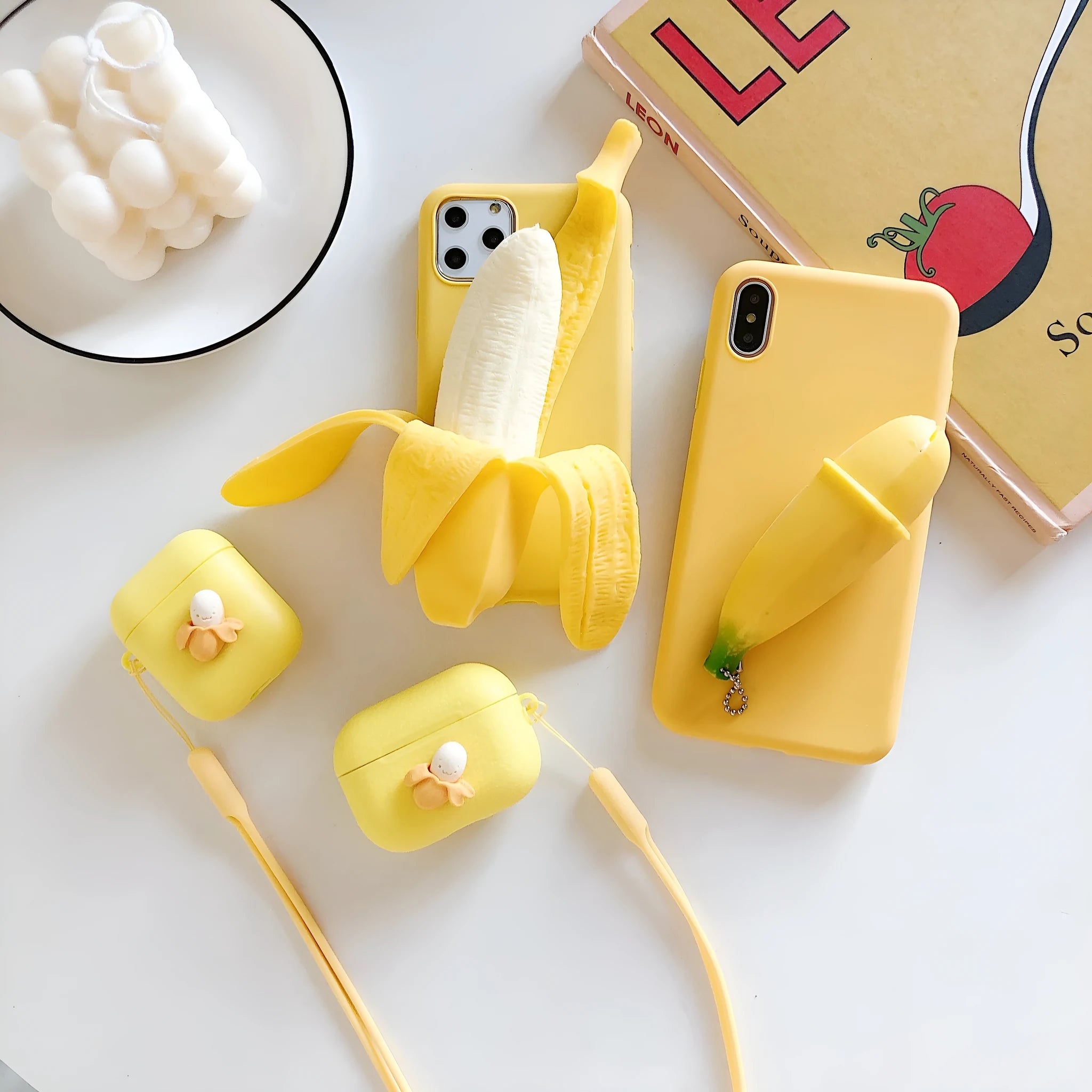Open banana solid colour IMD back cover case for iPhone phones.