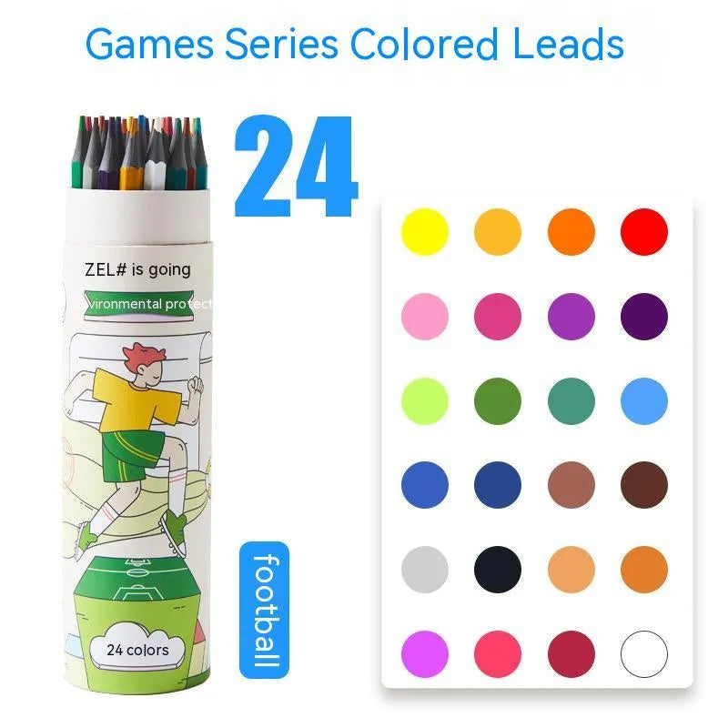 Zhenglin Sports Series colouring pencils in a set with paper barrels.