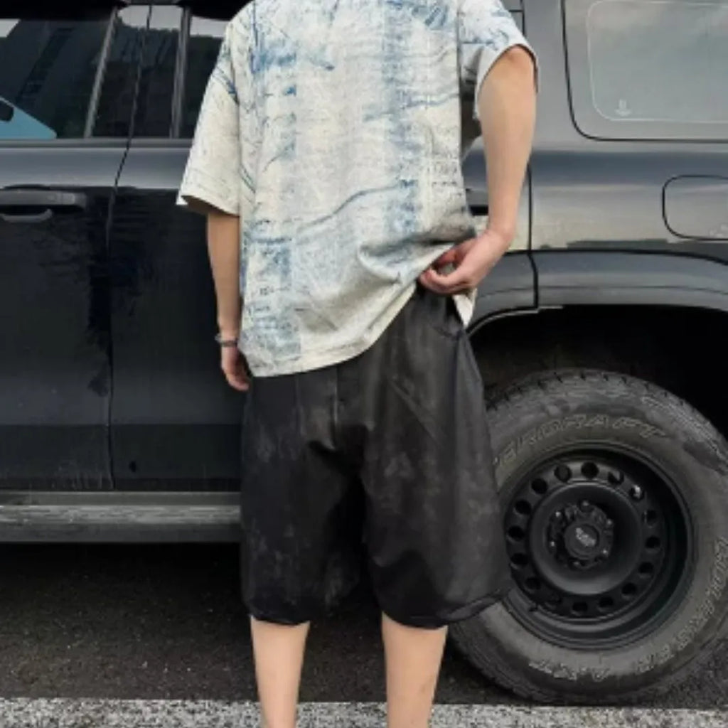 Korean style loose fit solid colour T-shirt with round neck and short sleeves