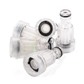 Transparent plastic water inlet joint with filter screen for Karcher K2 to K7 series pressure washers.