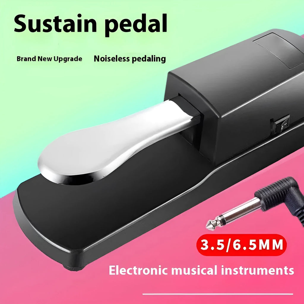 Universal single leg sustain pedal for electronic keyboard and MIDI controller.