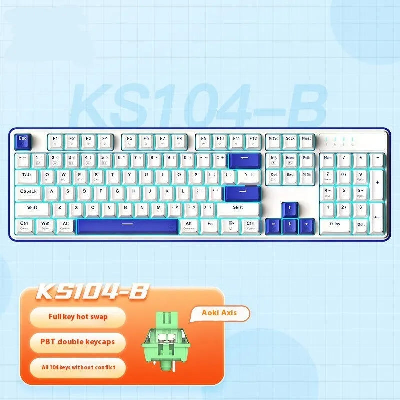 104-key mechanical keyboard with RGB lighting and multiple colour configuration options