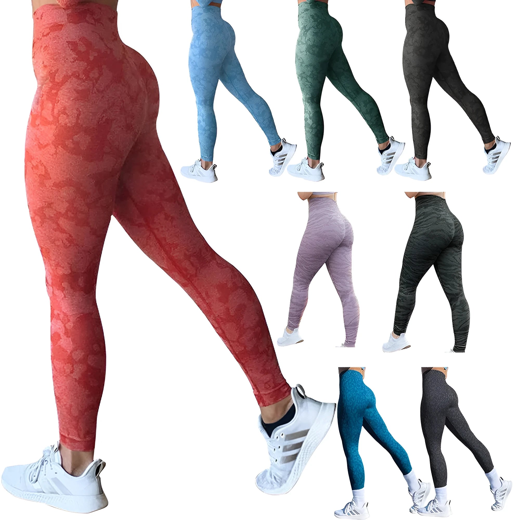 Women's push up booty leggings in solid color camouflage pattern for gym and yoga