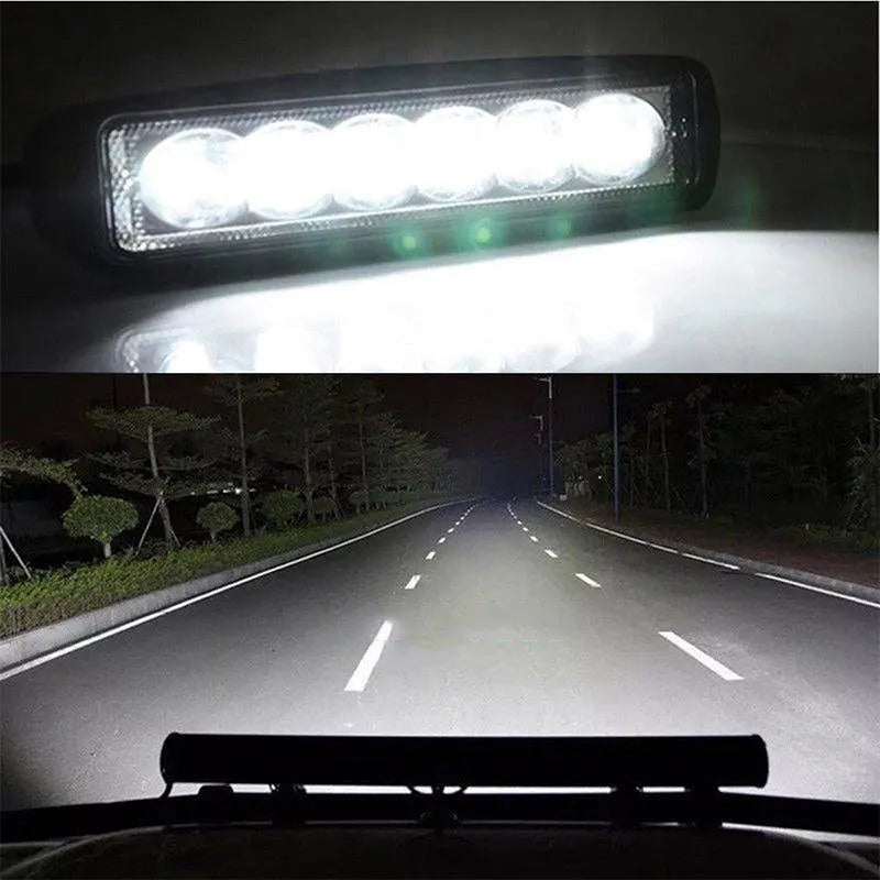 Black automotive auxiliary spotlight with die-cast aluminium housing and clear polycarbonate cover