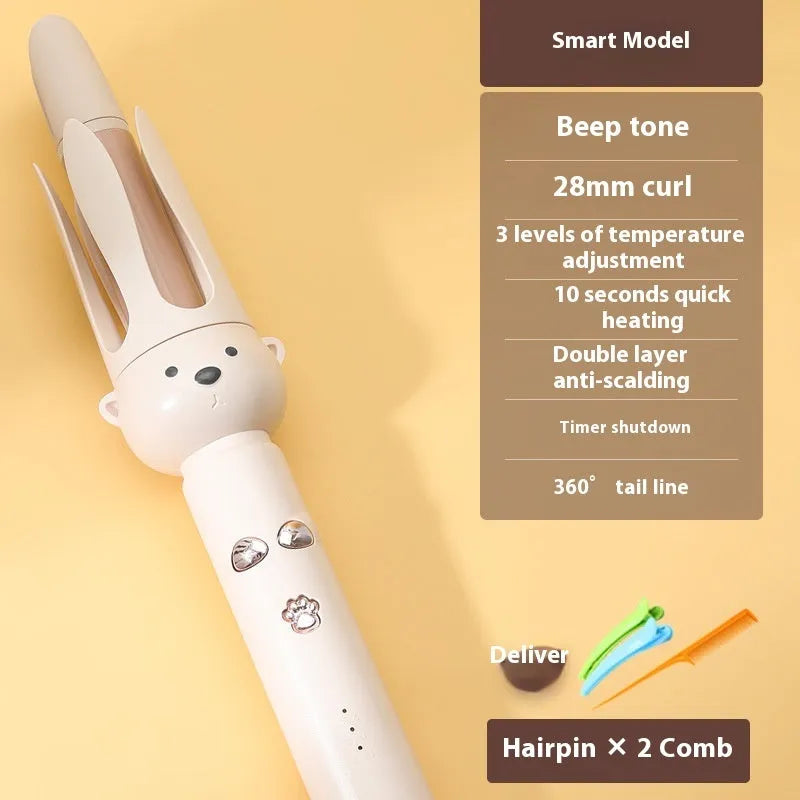 Beige anion automatic hair curler with negative ion technology and hair stick accessory