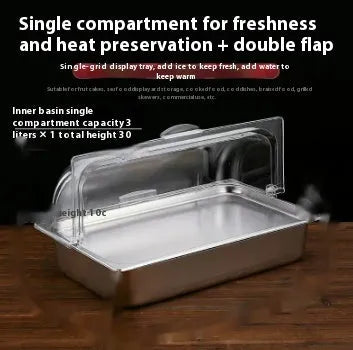 Stainless steel commercial dining plate display box with lid and multiple compartment configuration options
