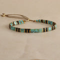 Geometric glass beaded bracelet in European styling with round beads and five colour options