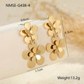 Gold plated stainless steel earrings featuring flower and butterfly geometric design for women