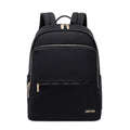 Women's Oxford cloth backpack in black with anti-theft zips and breathable back panel