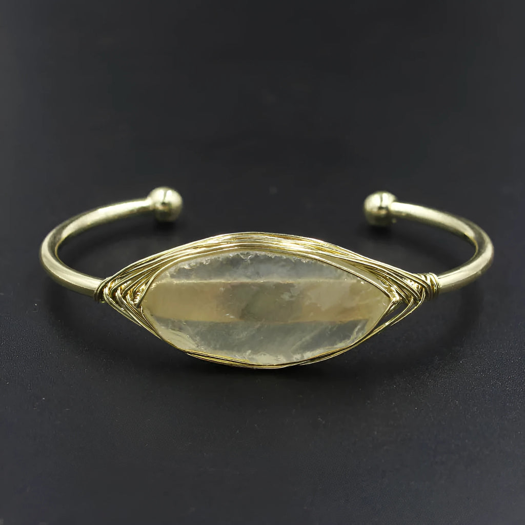 Natural raw gemstone bracelet with 8mm rough amethyst and citrine crystals in ethnic unisex style