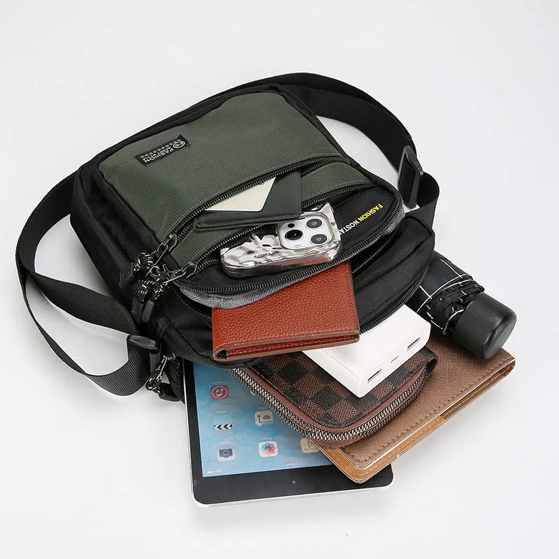 Men's waterproof nylon crossbody bag in urban simplicity style with multiple colour options