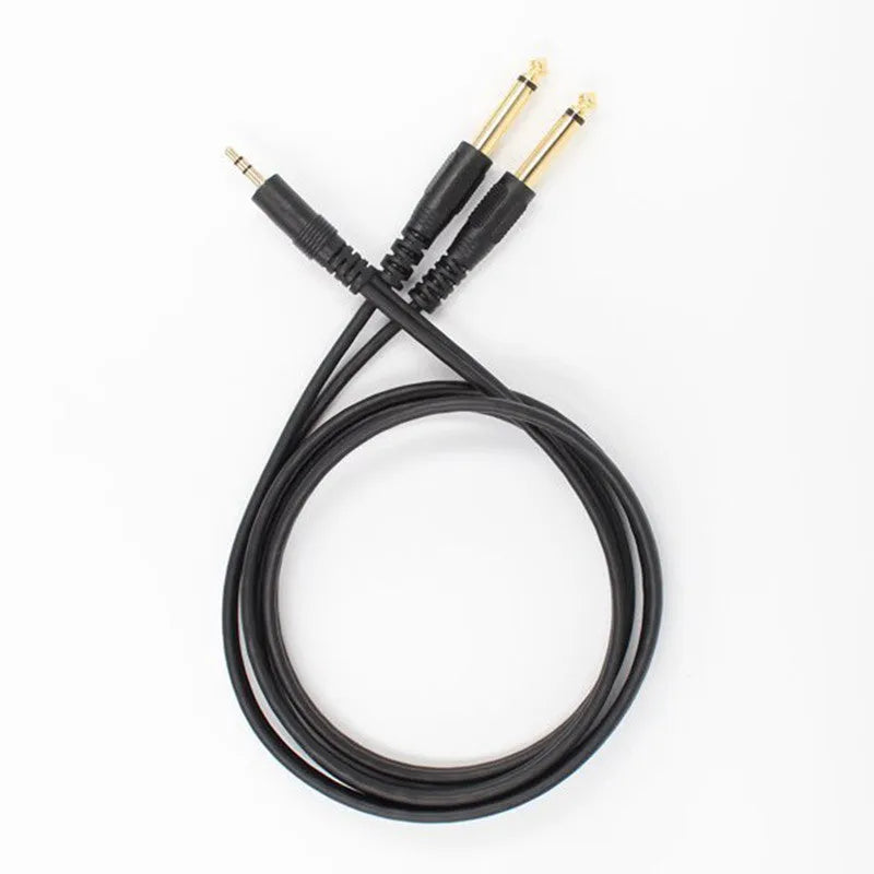 3.5mm to dual 6.35mm male audio cable with gold connectors