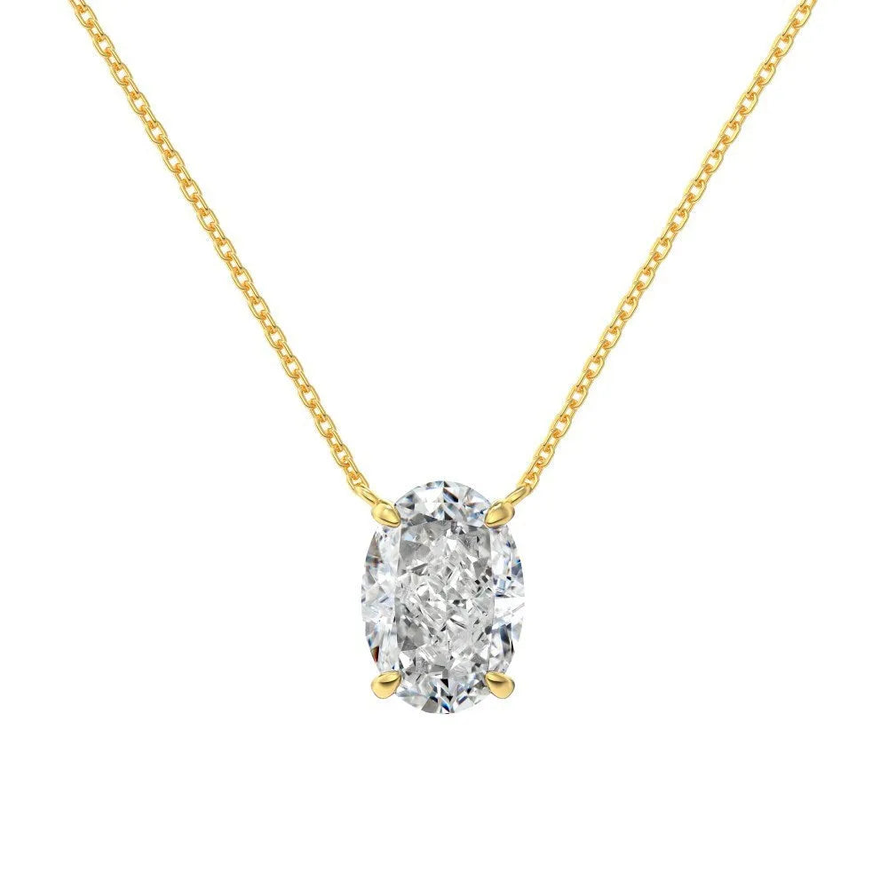 S925 sterling silver necklace with geometric oval ice flower pendant in platinum or gold finish