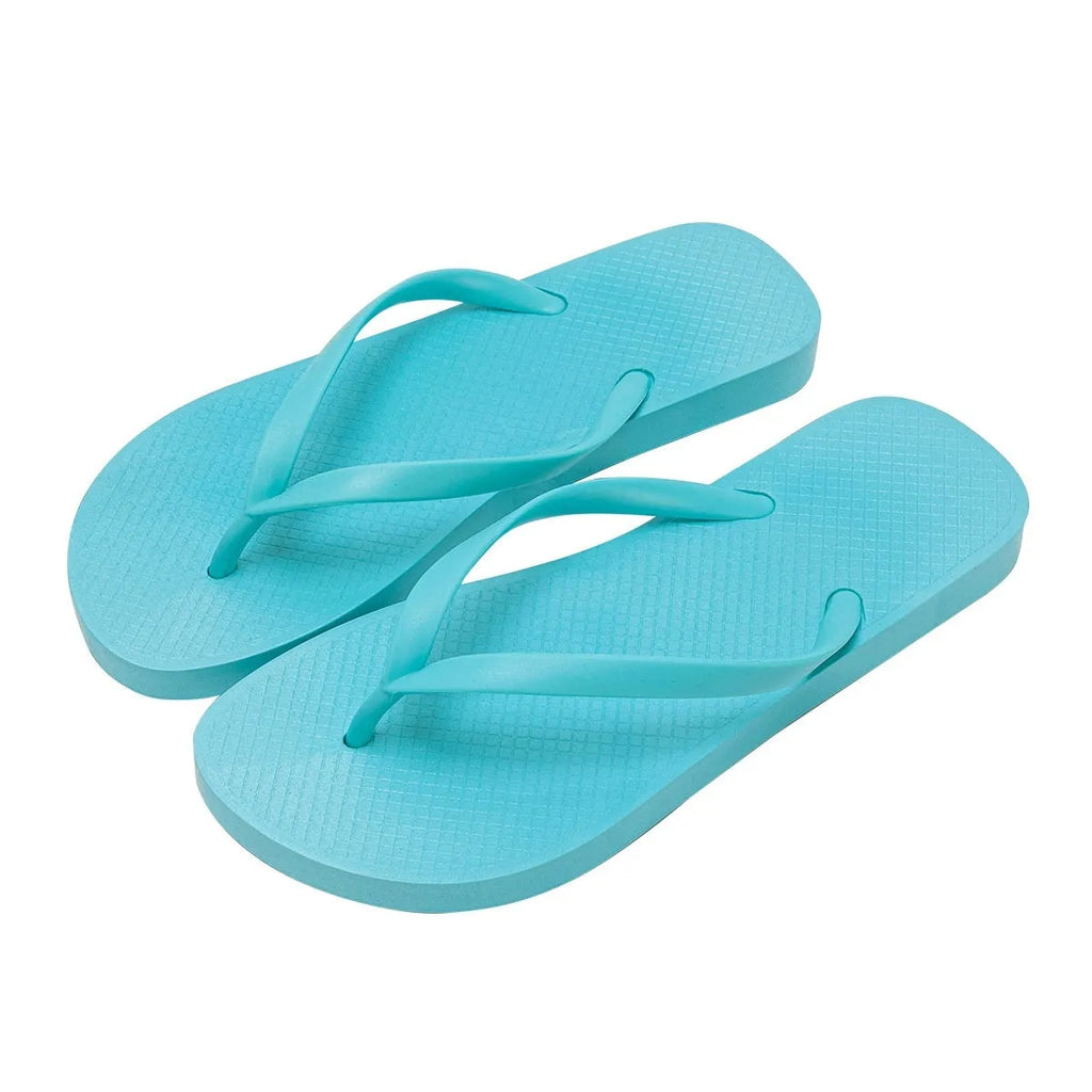 Foldable flat casual slippers with hollow-out plastic upper and non-slip PVC sole in assorted colours.