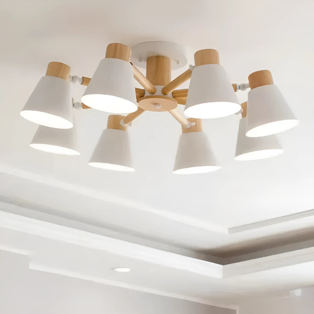 Nordic macaron ceiling pendant lamp with ironwood construction in multiple colour options