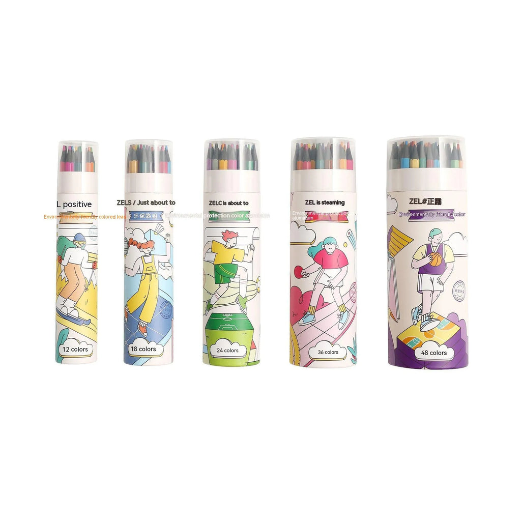 Zhenglin Sports Series colouring pencils in a set with paper barrels.