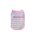 Pink purple vest for a small dog or cat on a mannequin, showing autumn pet clothing.