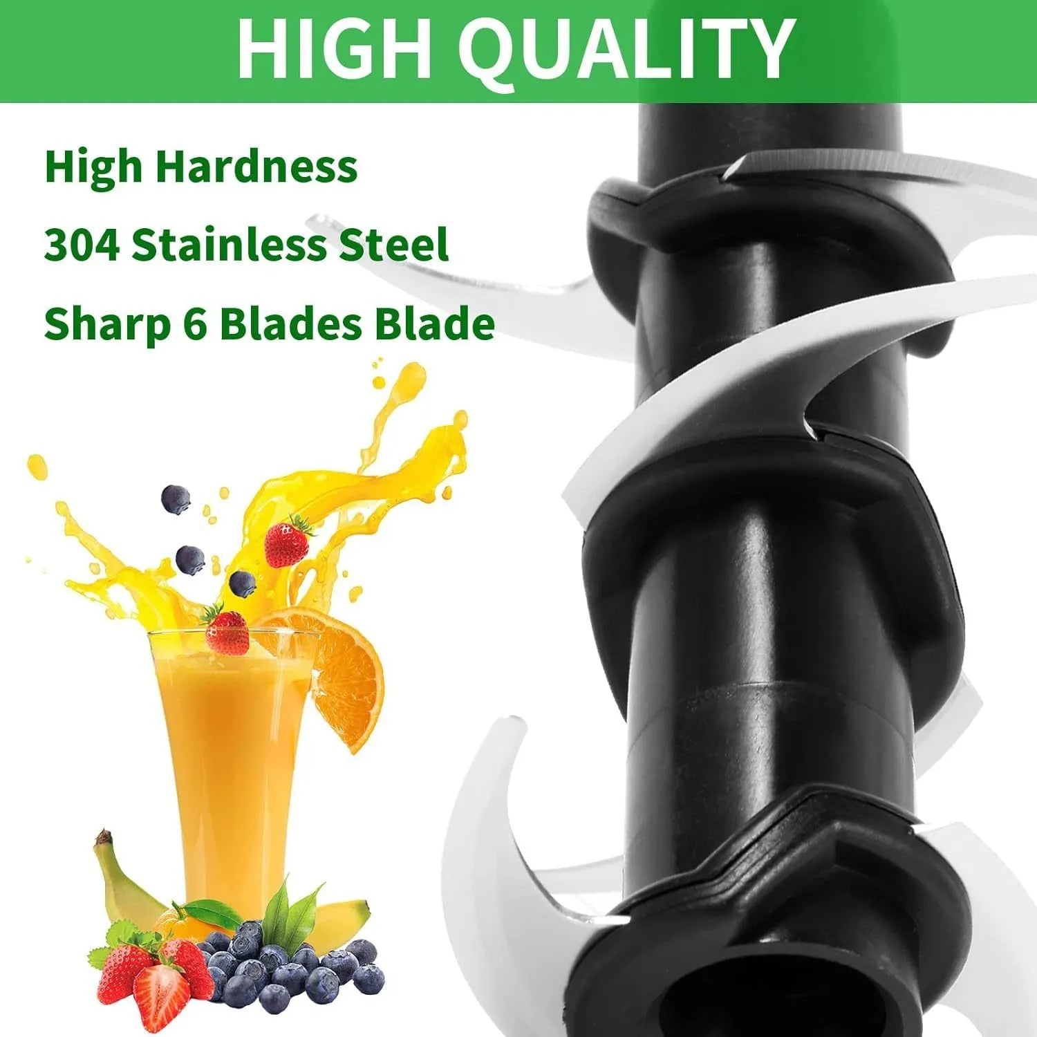 304 stainless steel replacement juicer blade set and knife seat accessory for six-stack models.