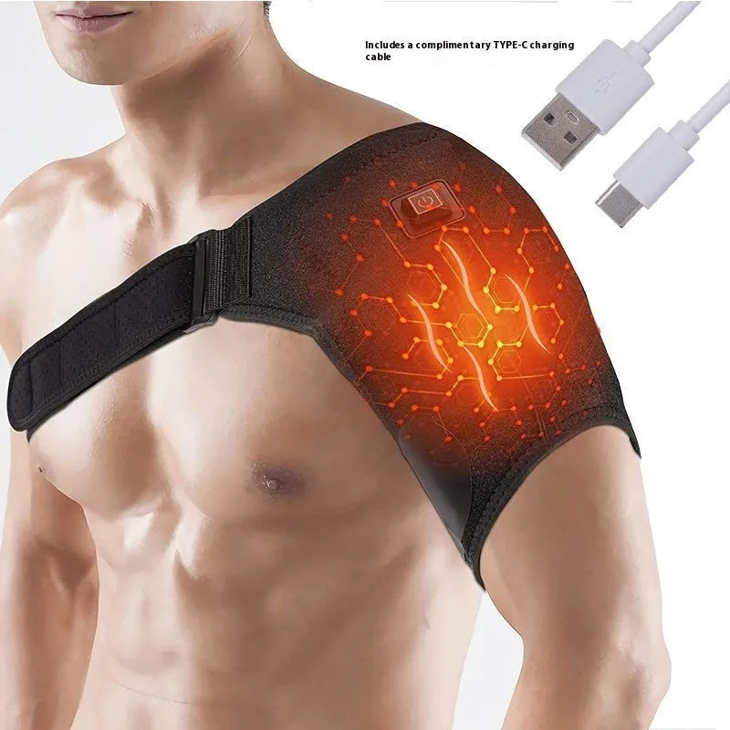 USB electric heating shoulder pad showing padded construction with integrated heating elements