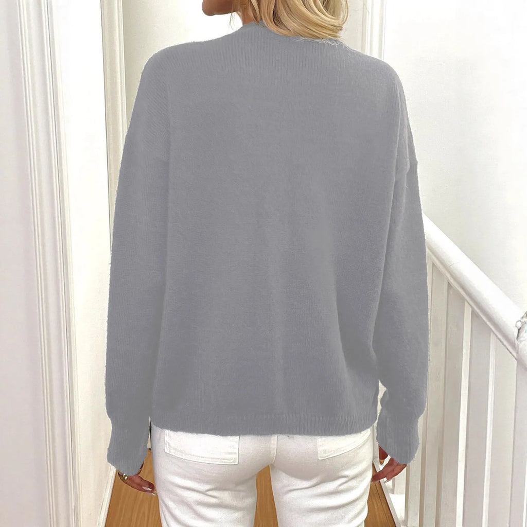 Grey deer plush women's sweater coat with princess sleeves and street hipster styling