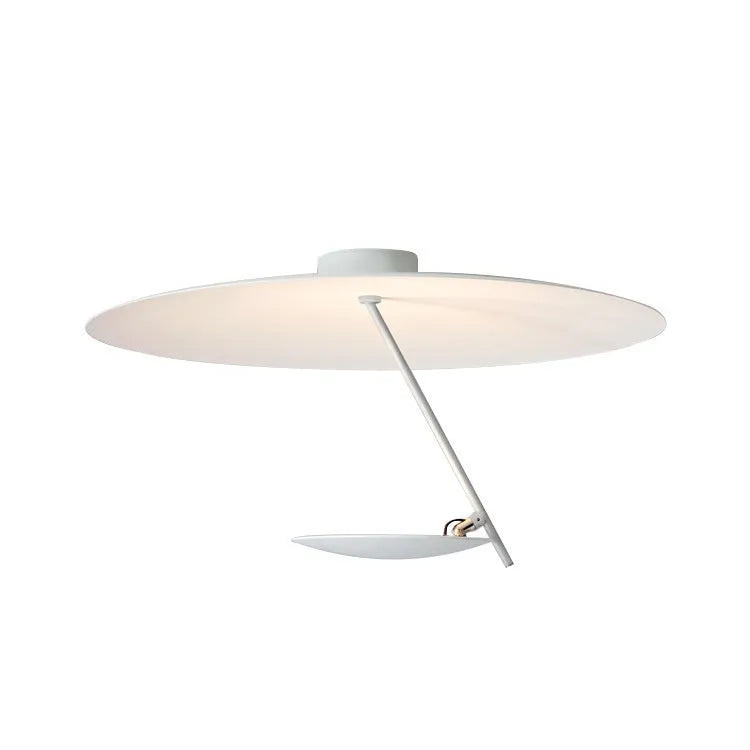 Iron ceiling lamp with integrated LED warm light in white or white gold colour, 50cm diameter.