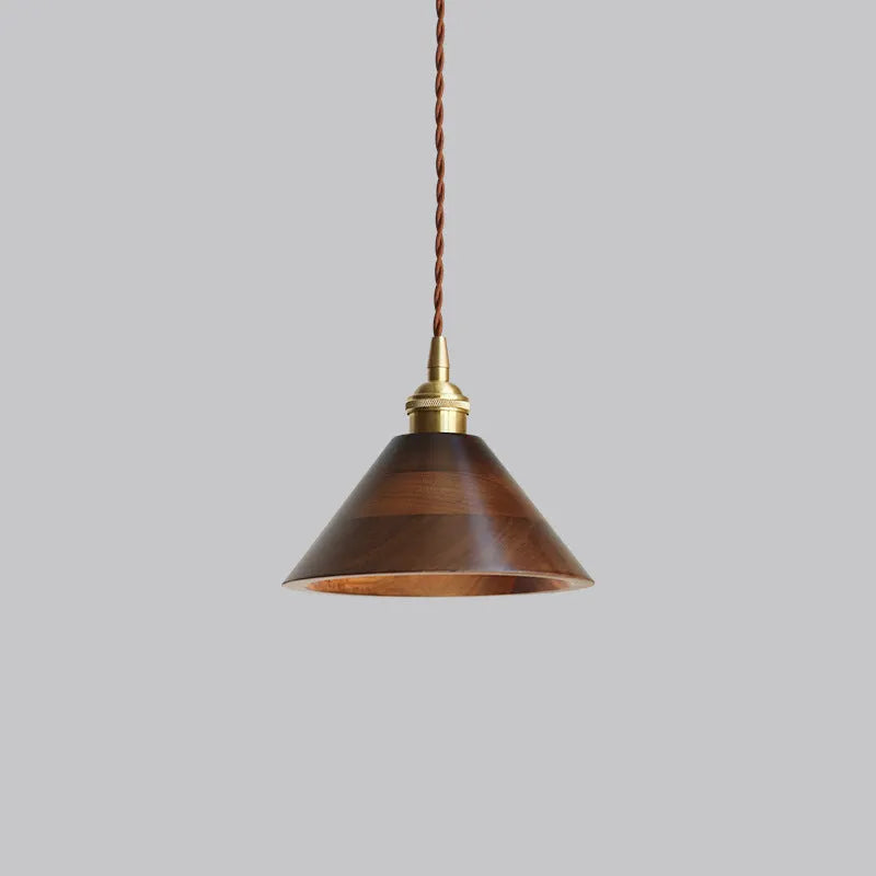 Black walnut and copper single-head droplight chandelier with E27 fitting