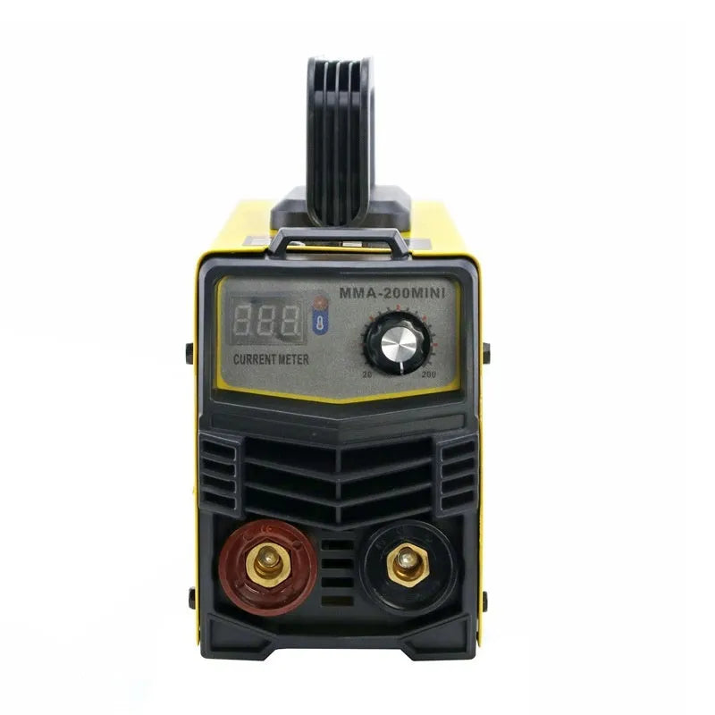 MMA-200MIN DC welding machine with welding tongs, grounding clamp, face shield and brush hanger