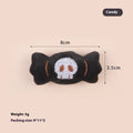 Small plush cat teaser toy with flexible handle in candy, eyes, or skull design