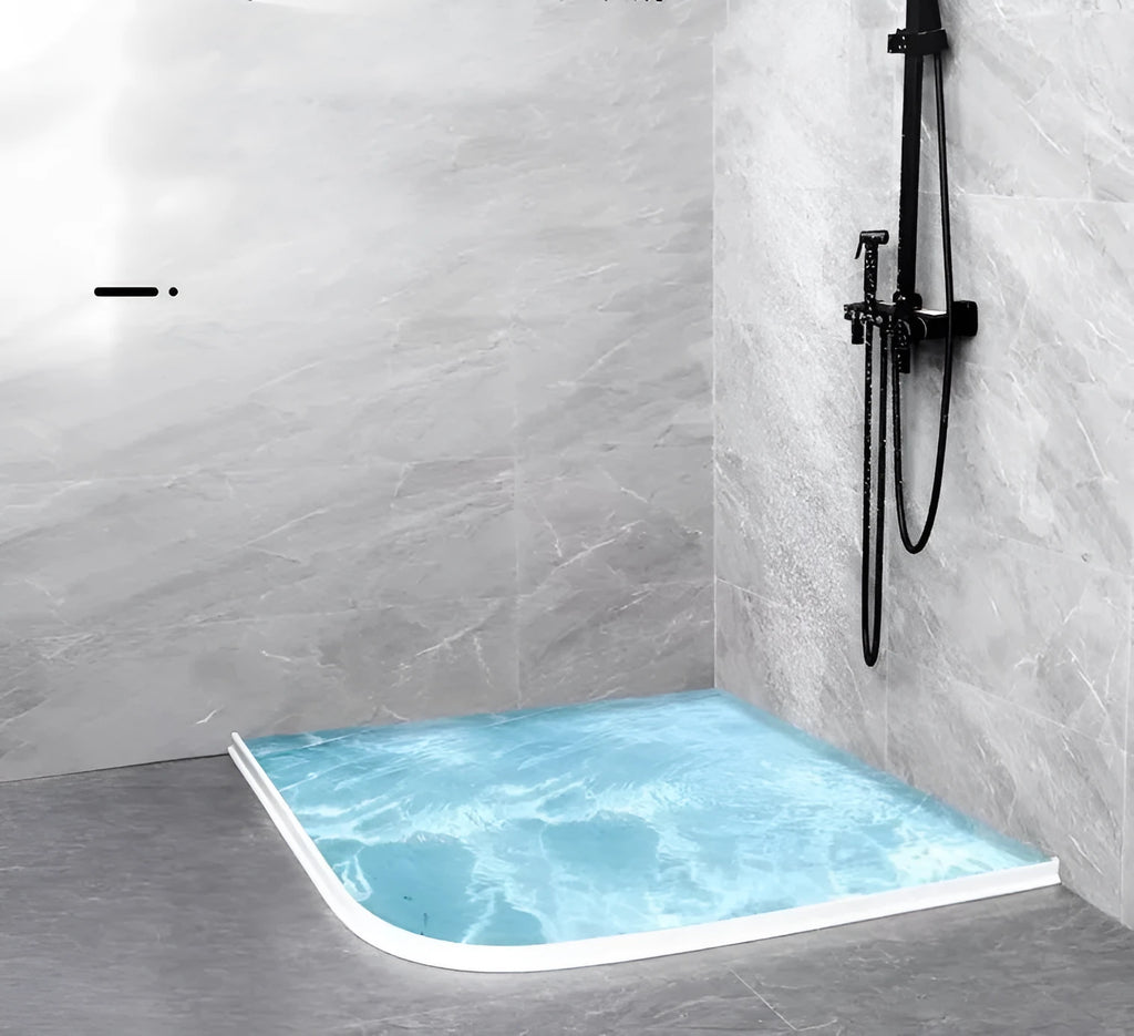 Flexible silicone bathroom water blocking strip in white, black, and grey colour options