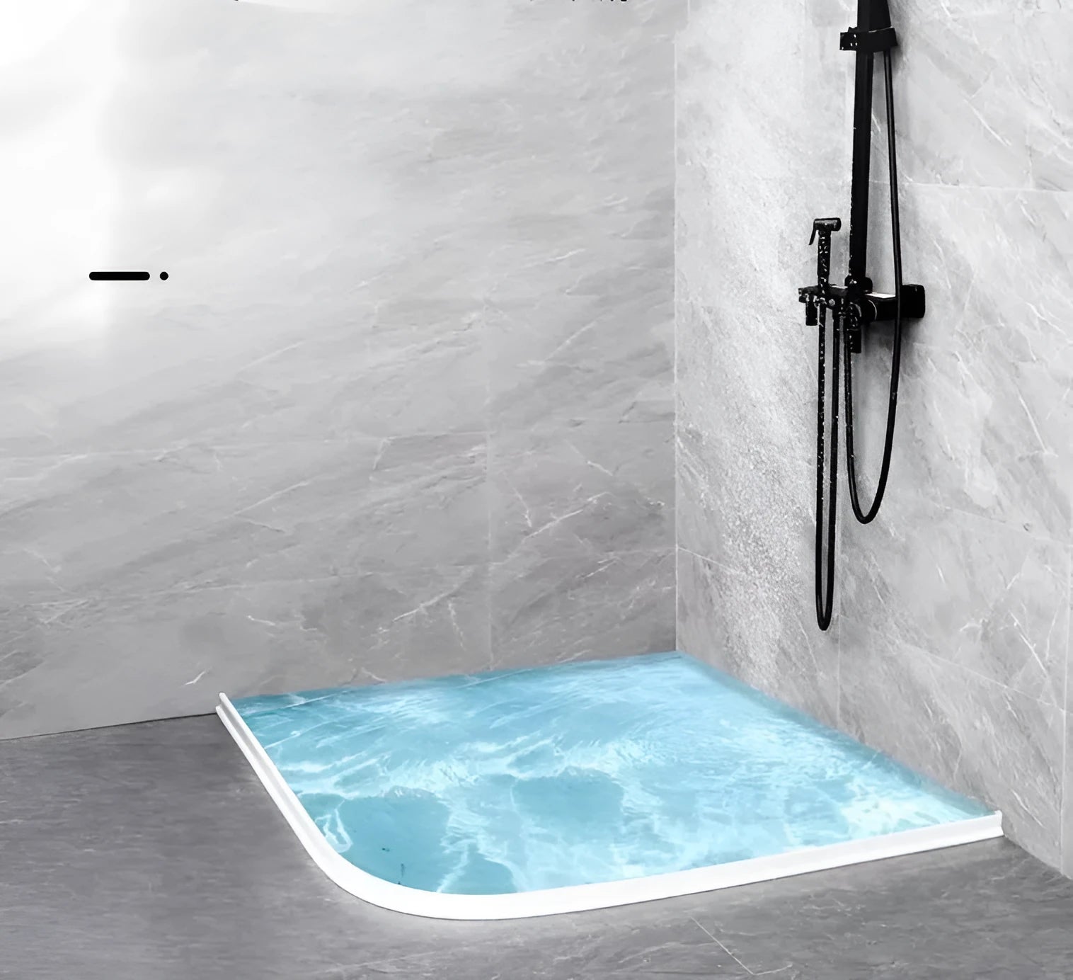 Flexible silicone bathroom water blocking strip in white, black, and grey colour options
