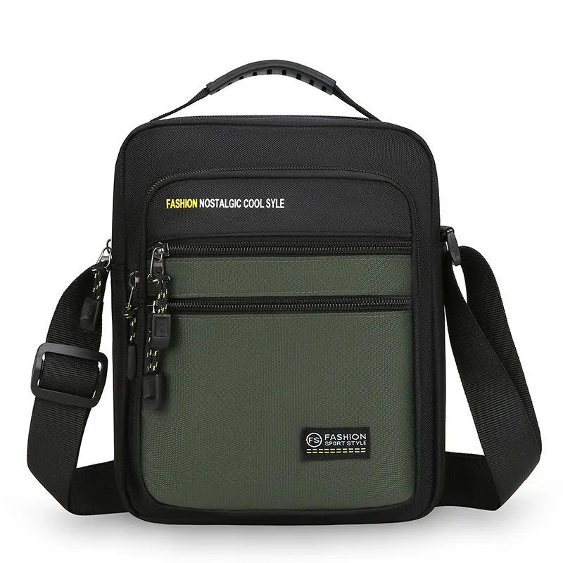 Men's waterproof nylon crossbody bag in urban simplicity style with multiple colour options