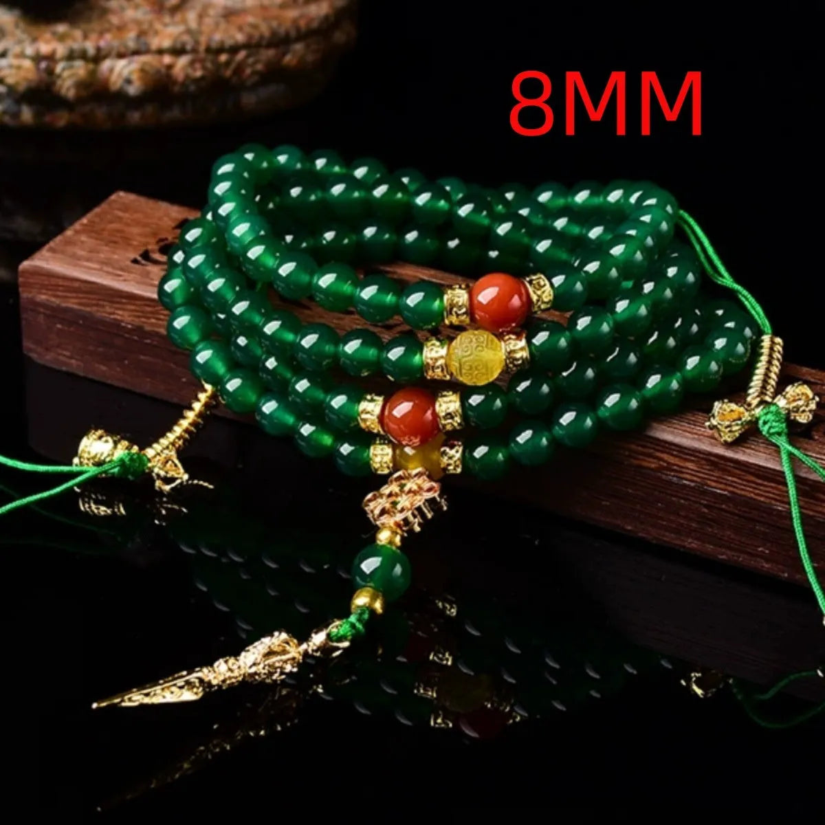 Brazil natural green agate multi-circle bracelet showing handcrafted beads in unisex design