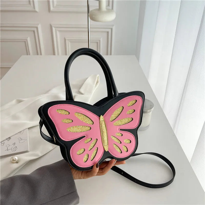 Square crossbody shoulder bag in PU material showing contrast colour elements