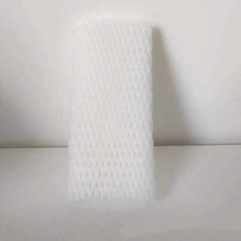 White foam net fruit protective cover shown in various sizes for packing.