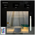 3D acrylic message board lamp with black crack base displaying handwritten text and glowing with multi-colour LED light