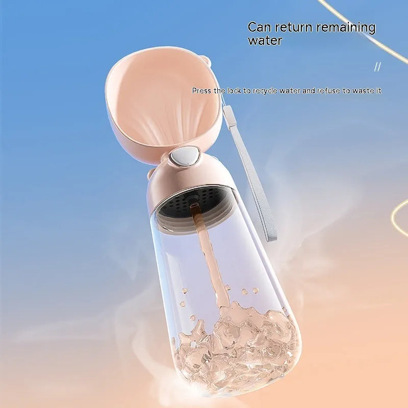Portable dog water bottle with food container in PP material for outdoor pet travel