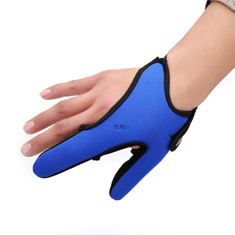 Two-finger fishing glove showing microfiber palm and diving cloth back in camouflage pattern