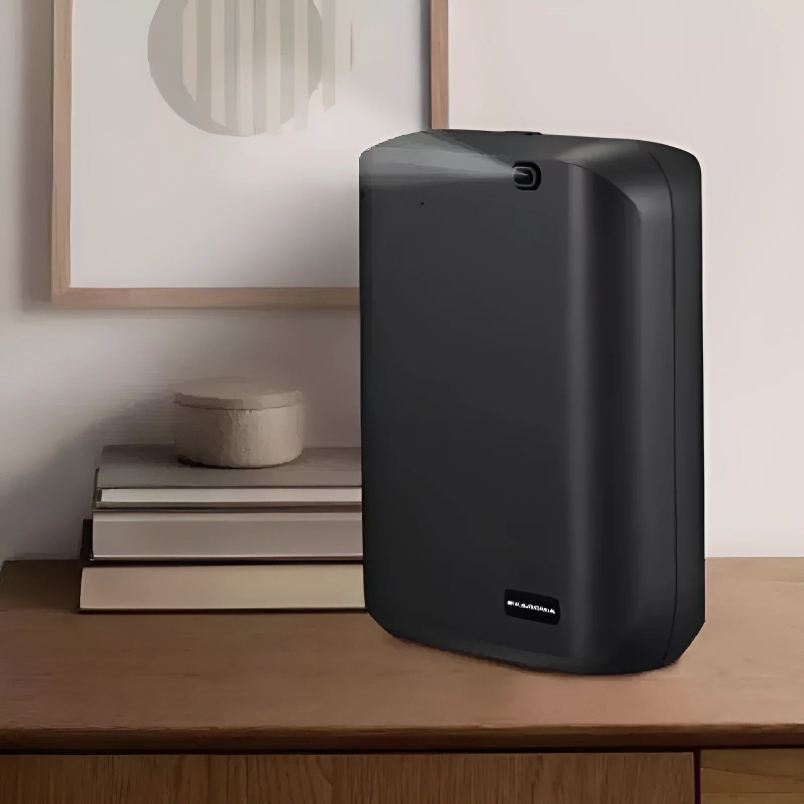 White HVAC wall mount essential oil diffuser with 150ml capacity and smart app control features